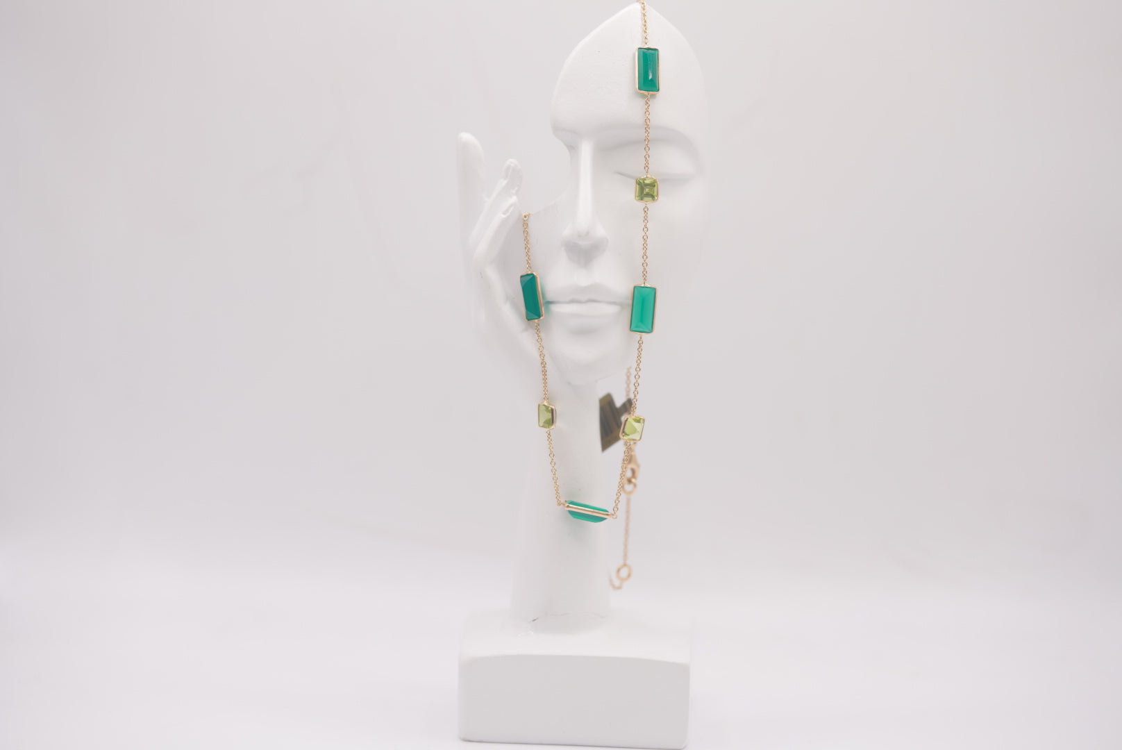 14k Women’s Necklace - Green Geometry