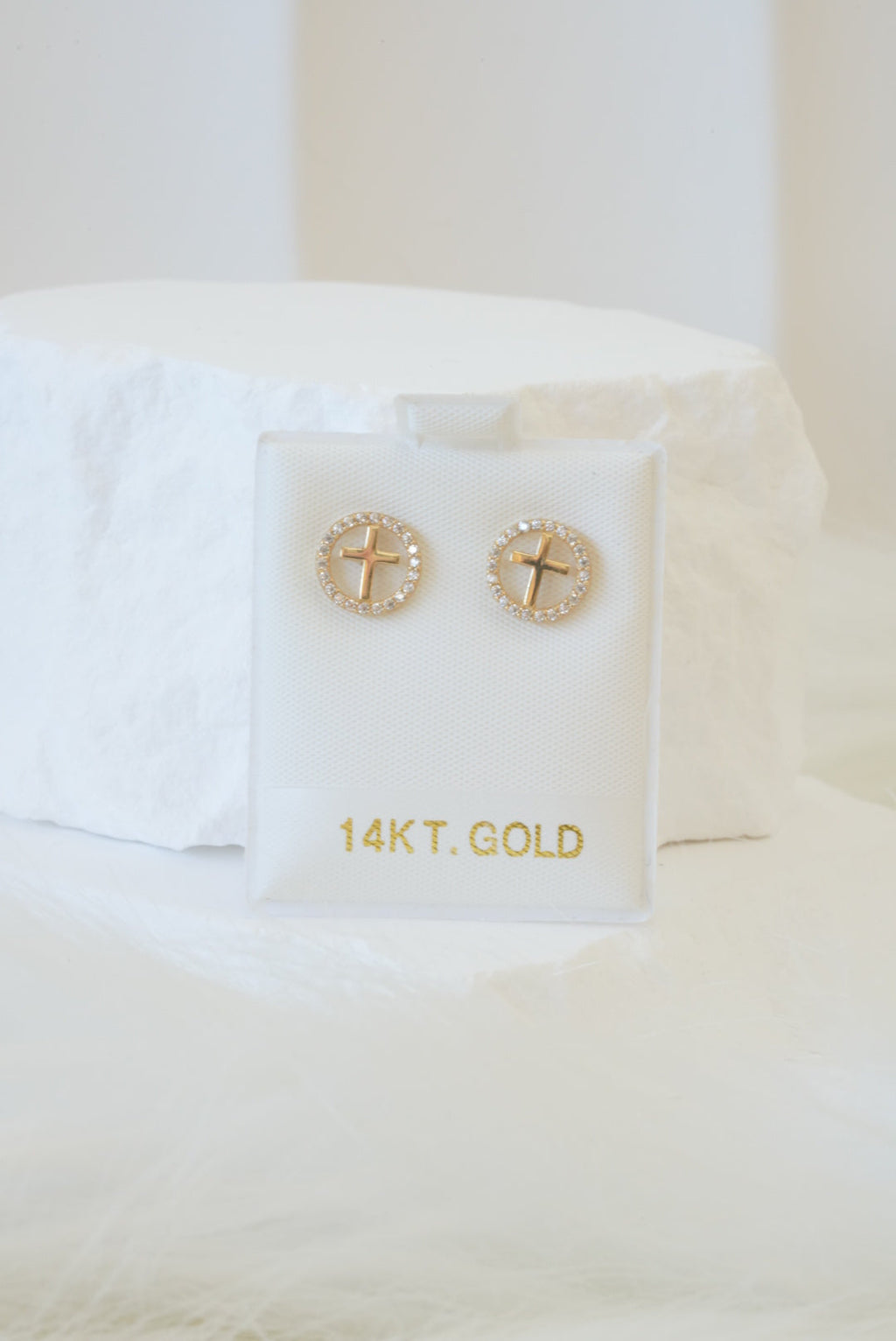 14k Earrings - Cross Circle