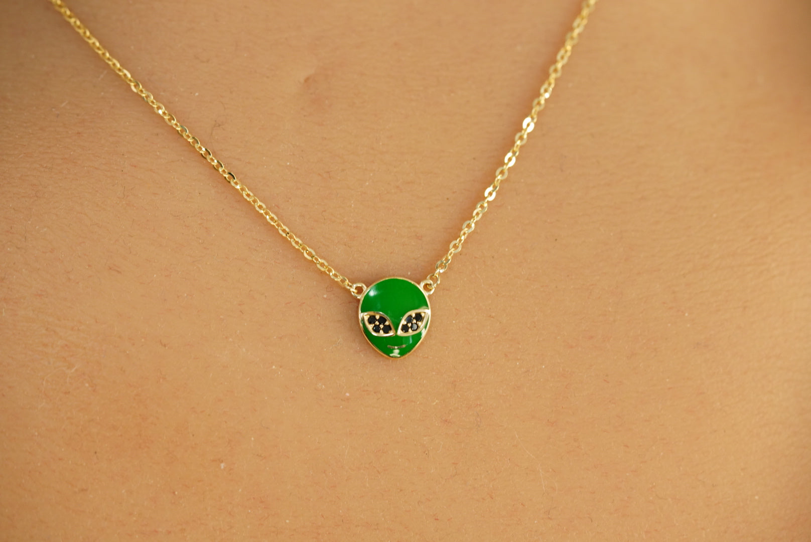 14k Alien Necklace