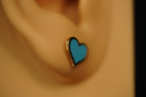 14k Blue Heart Stud Earring