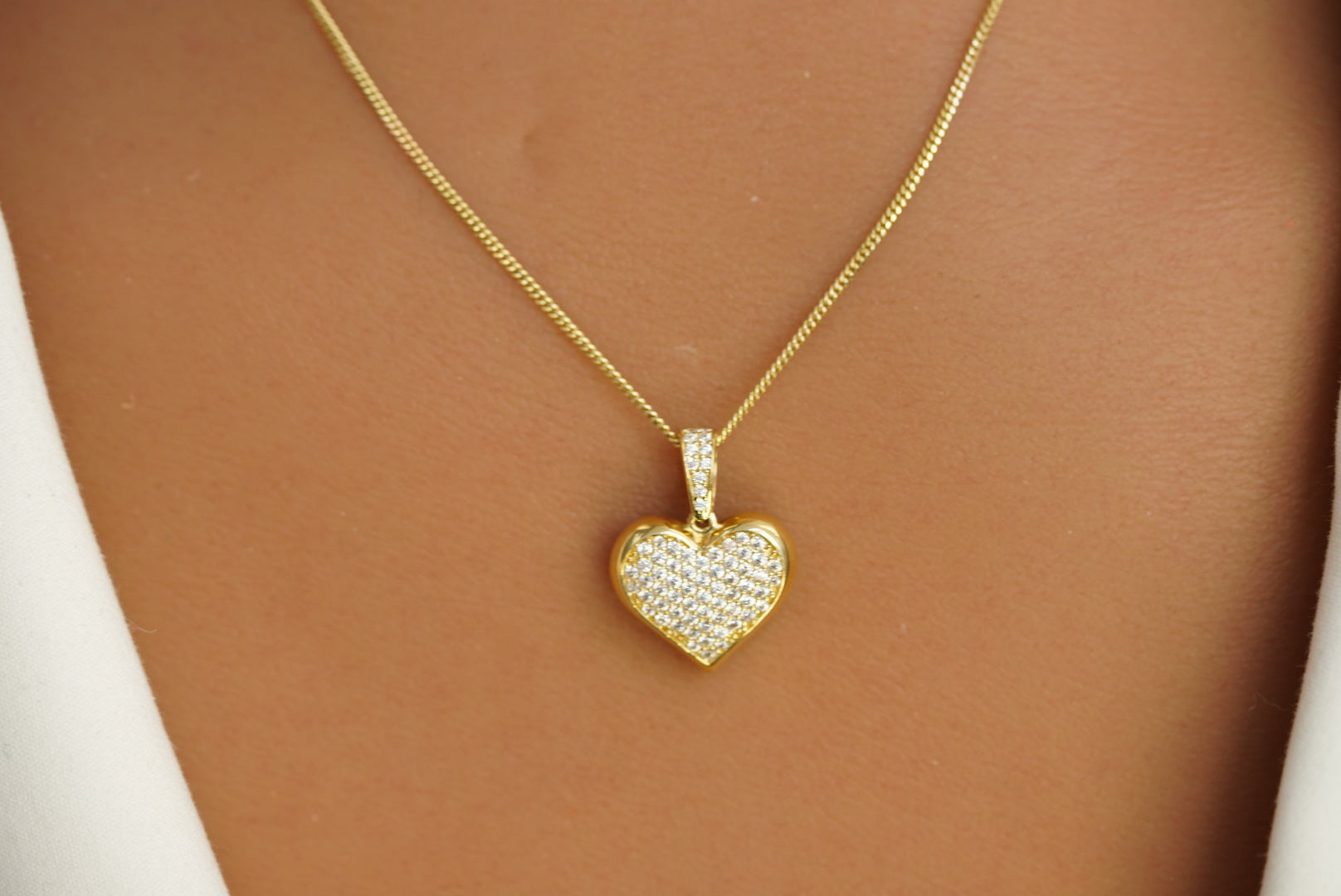 14k Crystal Hearts Necklace & Earrings Set