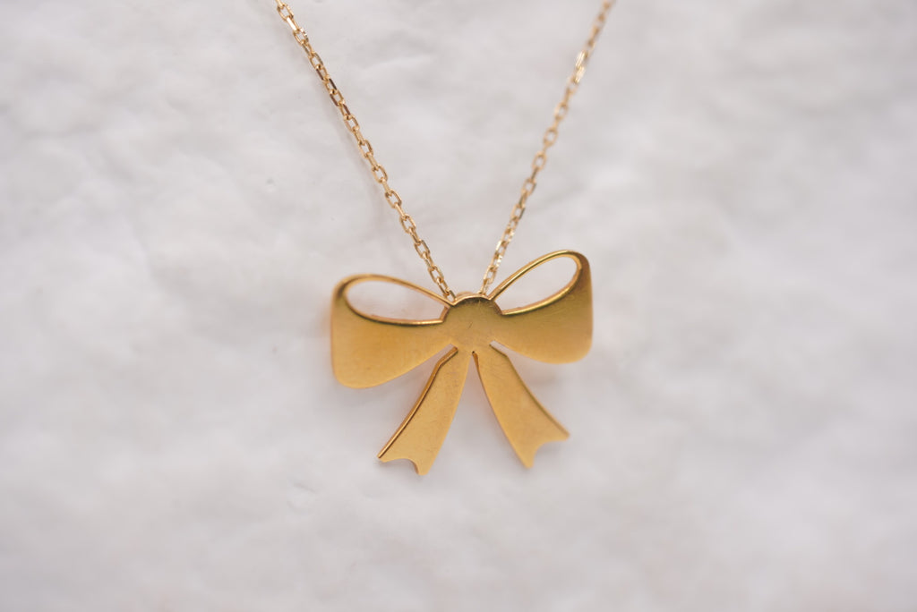 14k Necklace - Tiny Bow