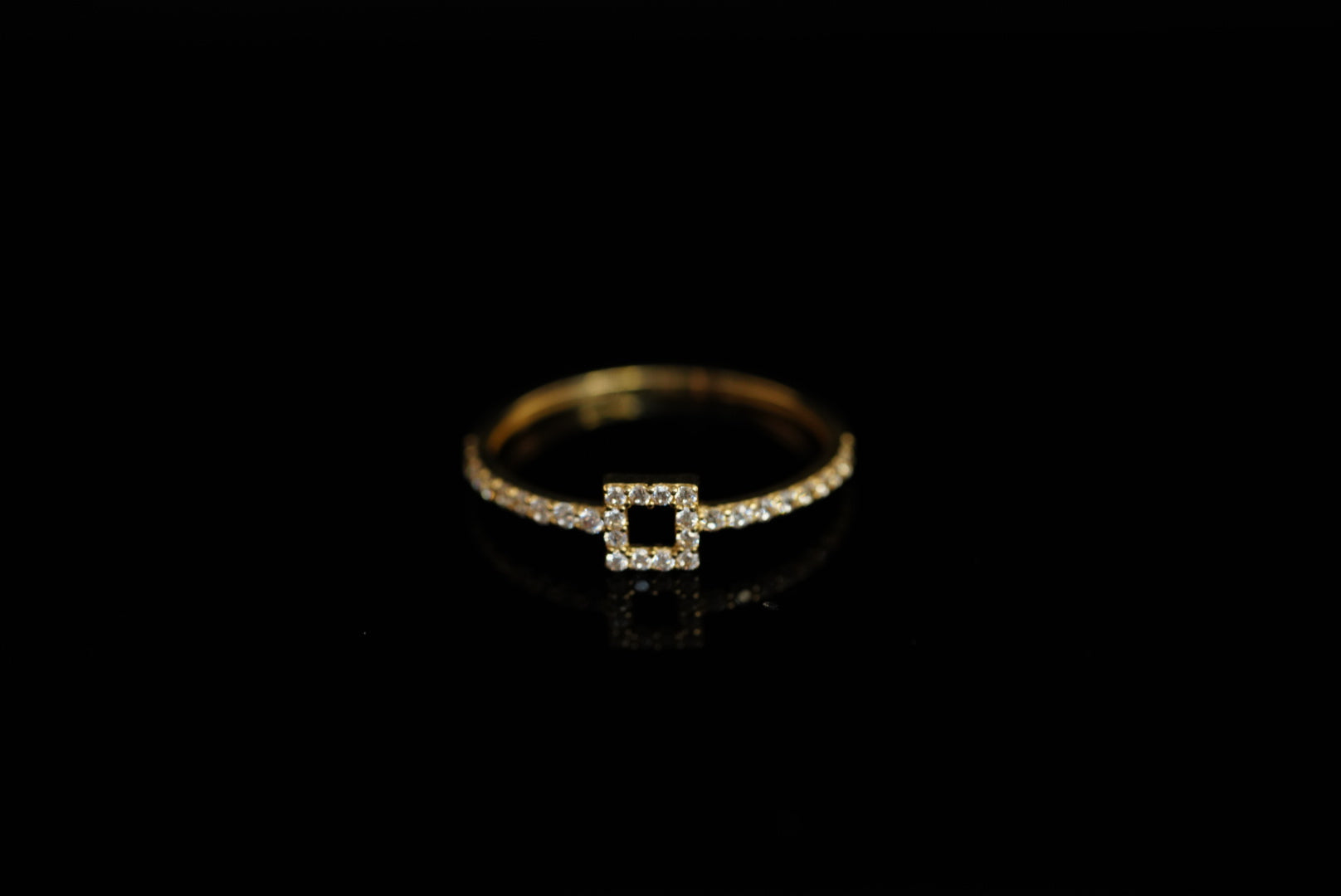 14k Crystals Square Ring