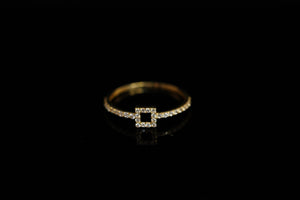 14k Crystals Square Ring