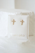 14k Earrings - Shiny Cross