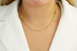 14k Rosary Necklace and FREE Earring