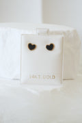 14k Earrings - Black Hearts