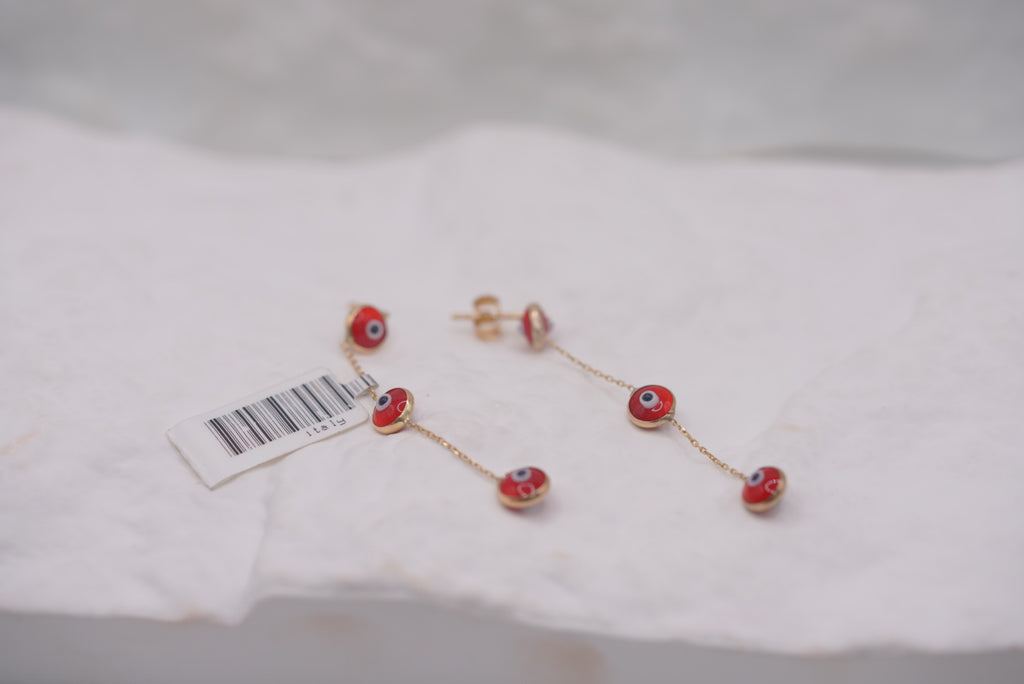 10k Gold Earrings - Lucky Red Eyes