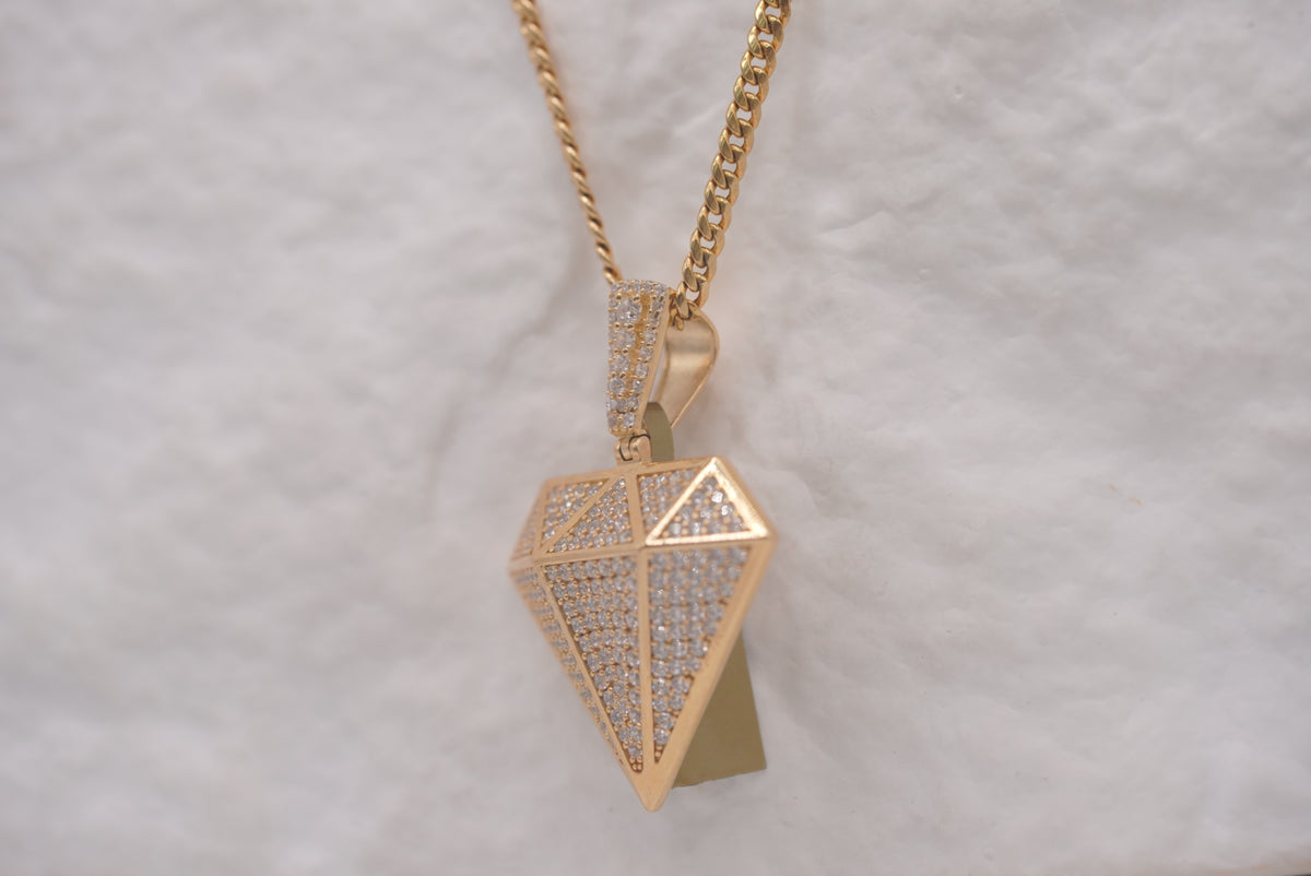 14k Men’s Pendant - Diamond Gold