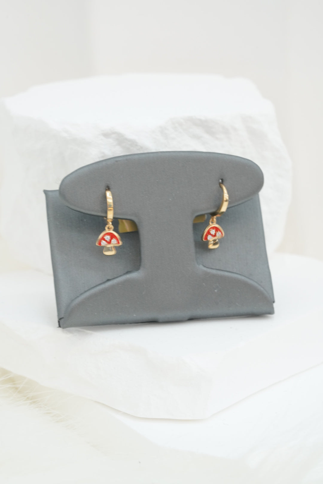 14k Hoops - Little Red Mushroom