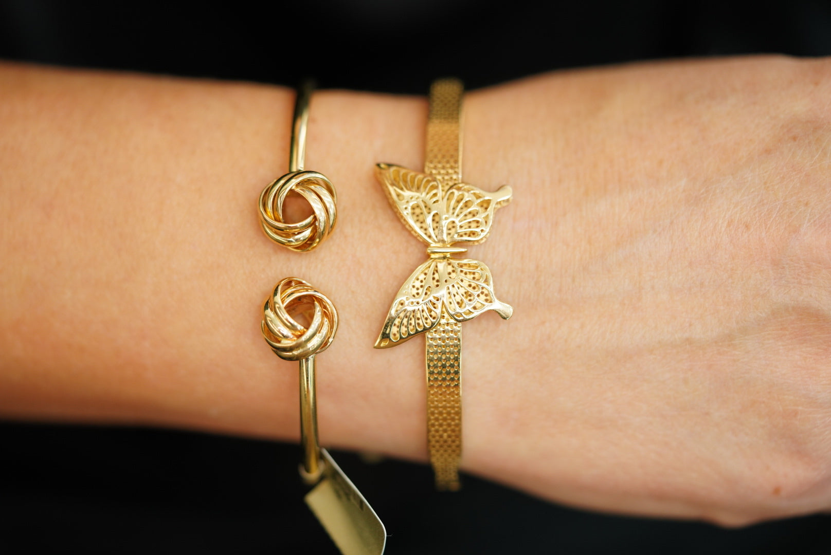 14k Golden Butterfly Bangle Bracelet