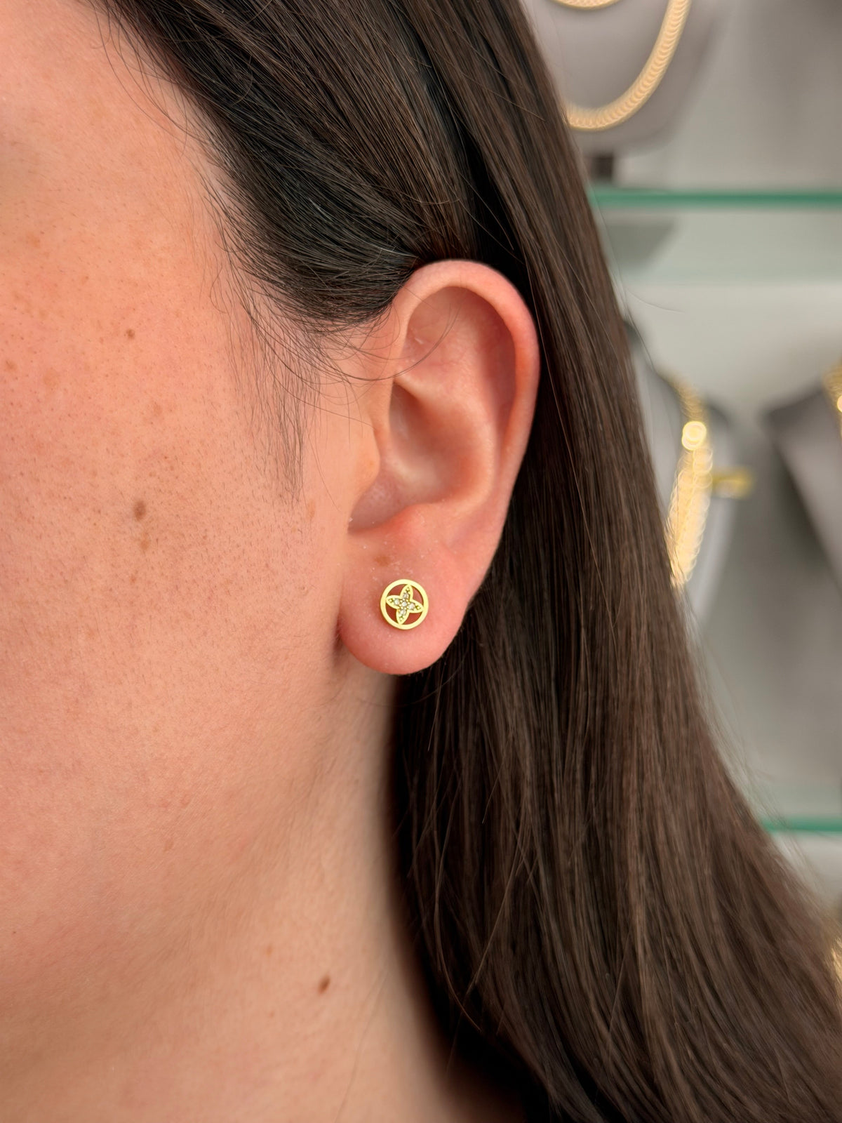 14k Earrings - Flower Circled