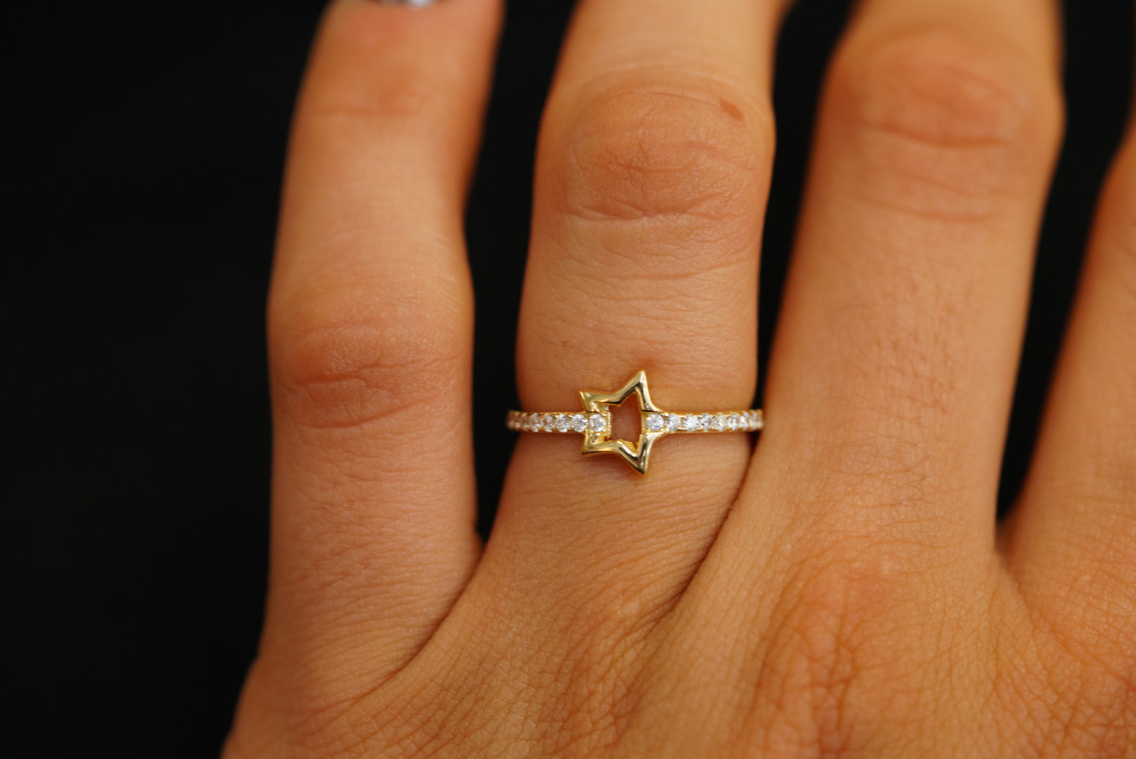 14k Crystal Star Ring New