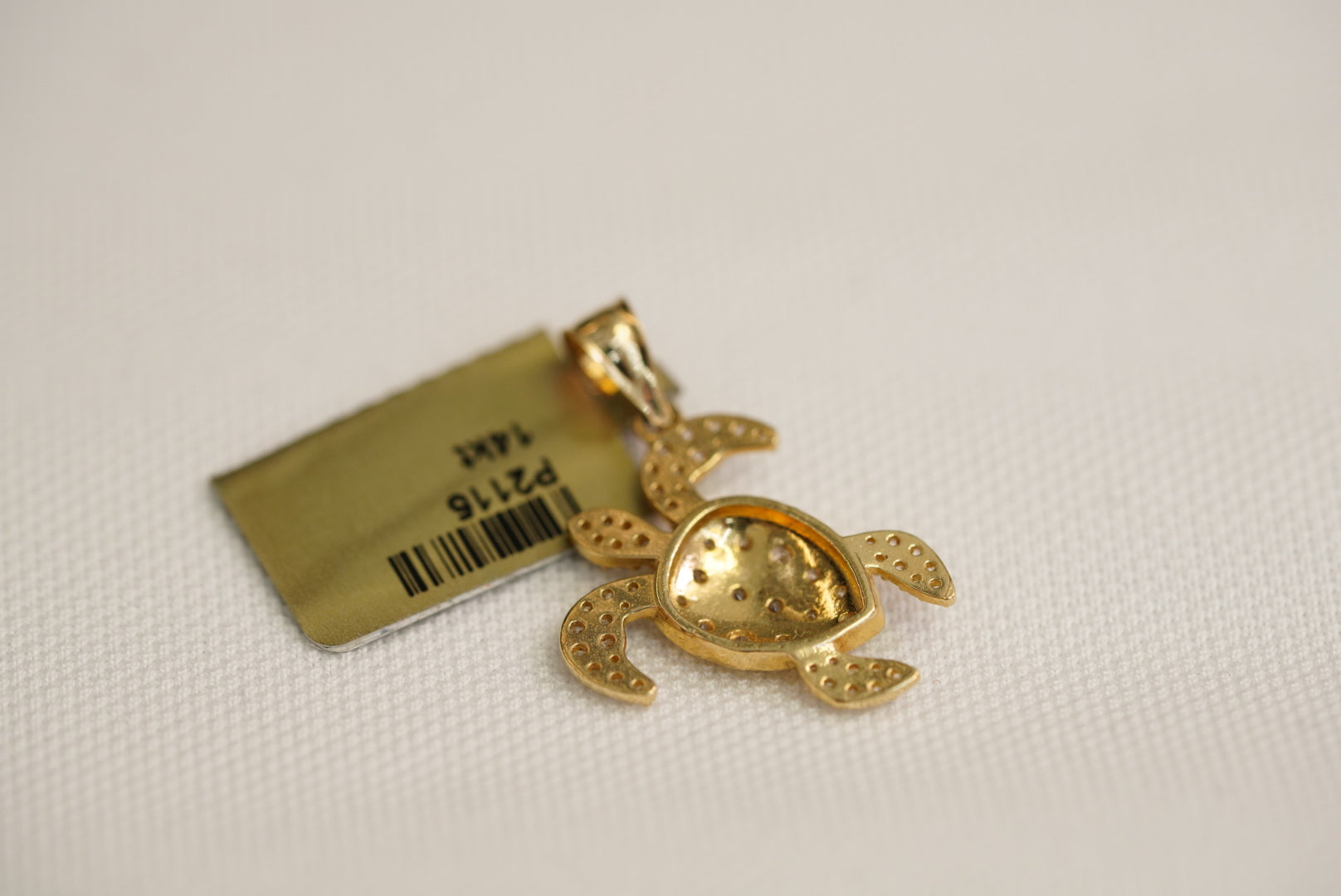 14k Turtle with Crystals Pendant