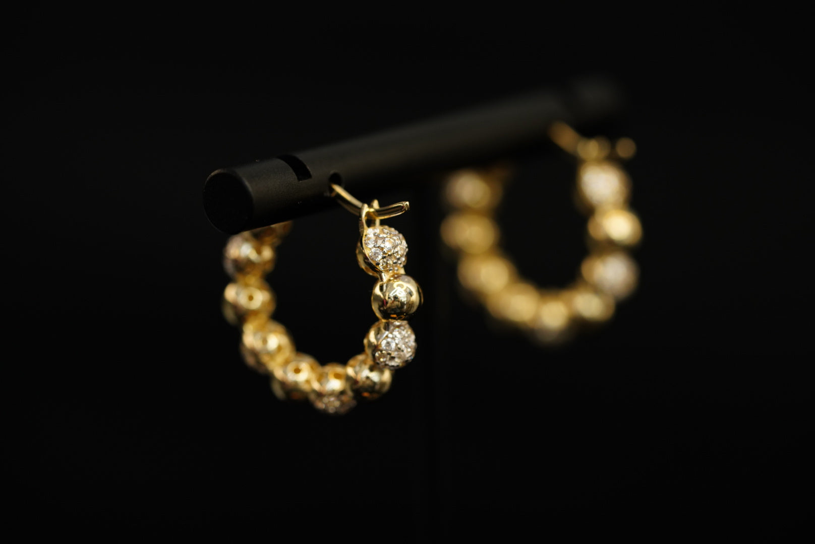 14k Balls Crystal Hoops