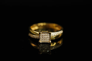 14k Square Crystals Engagement Ring