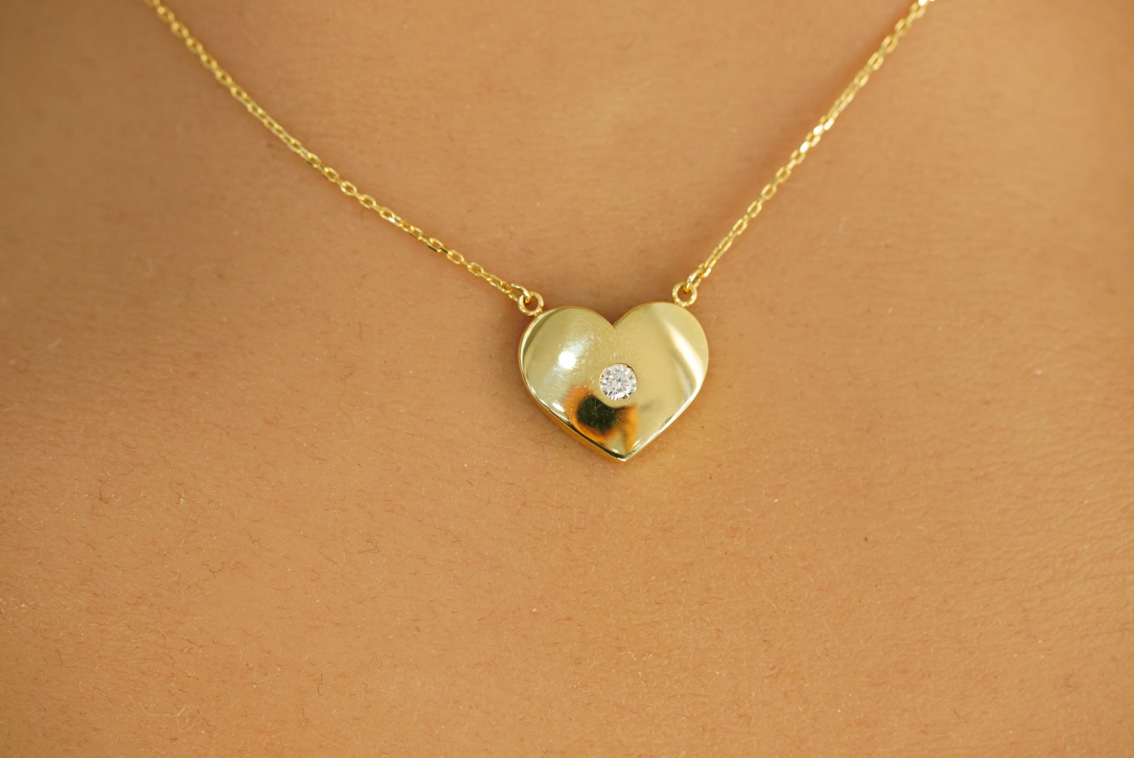 14k Heart Crystal Necklace