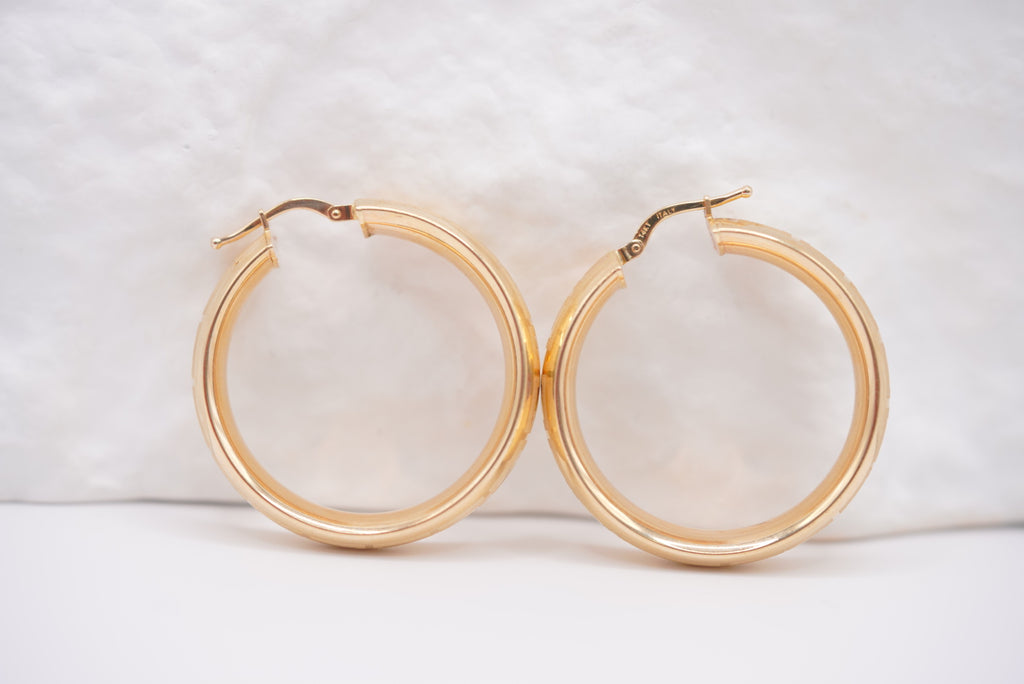14k Hoop Earrings - Bold Frame