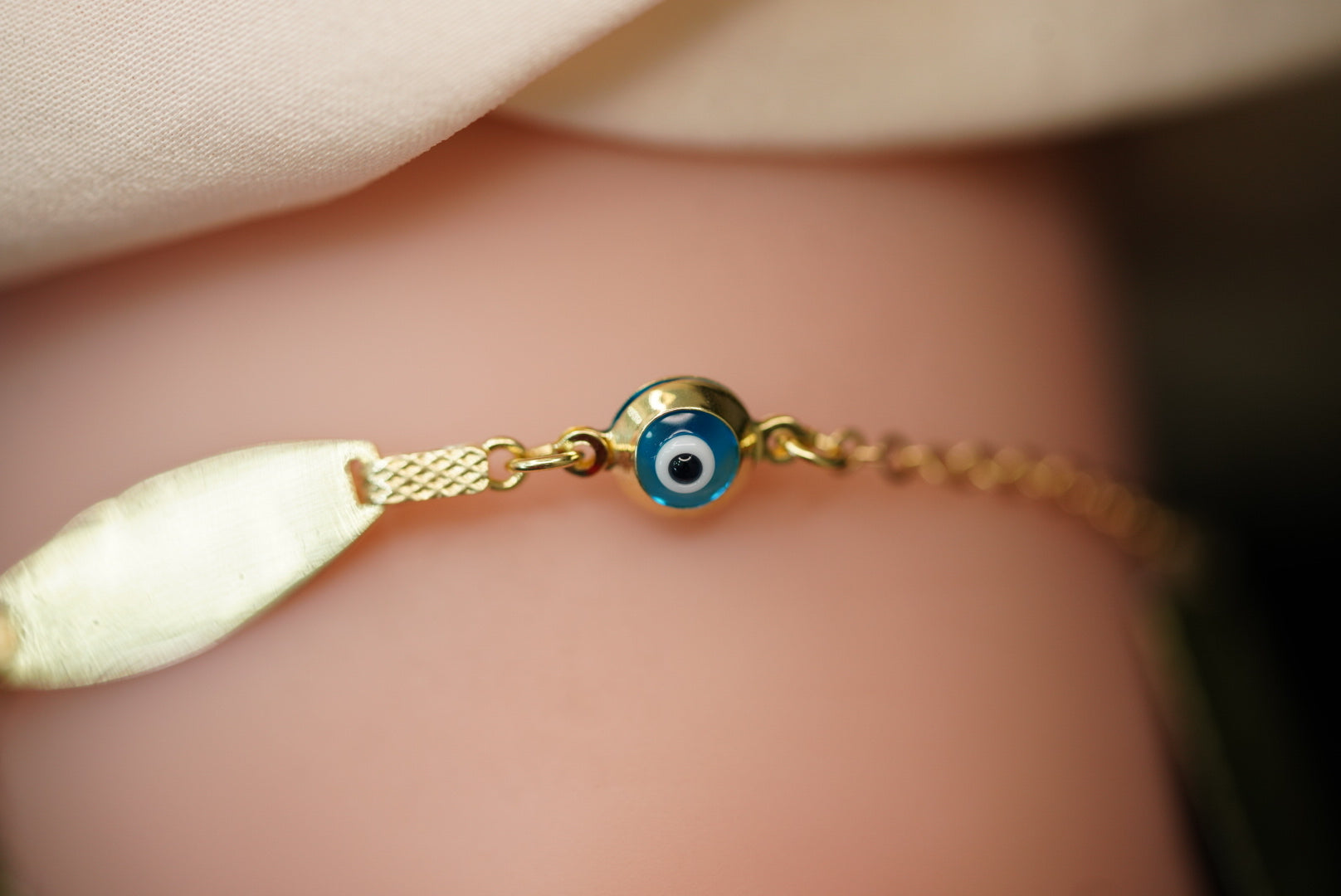 14k ID Bracelet with Two Eye