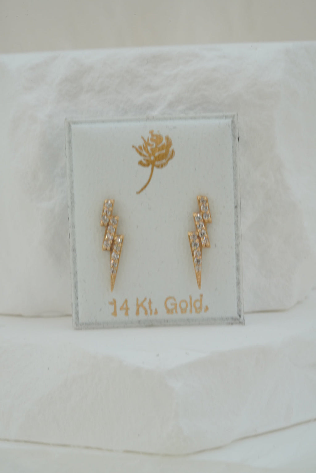 14k Baby Earrings - Lightning