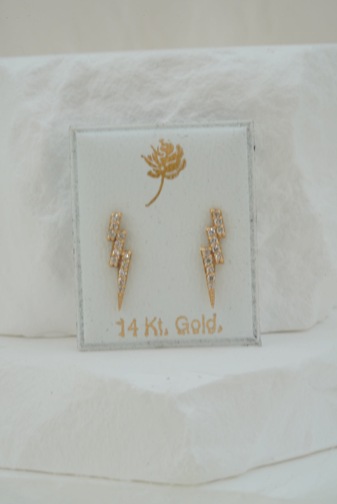 14k Baby Earrings - Lightning