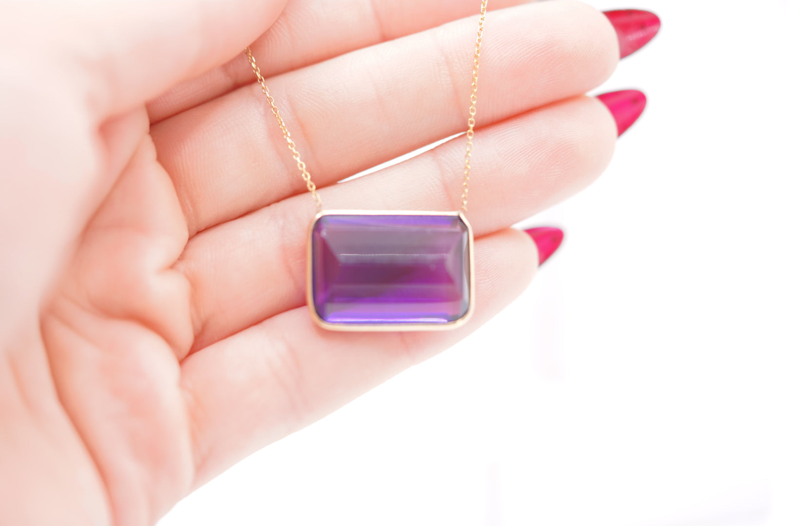 14k Necklace - Purple Stone