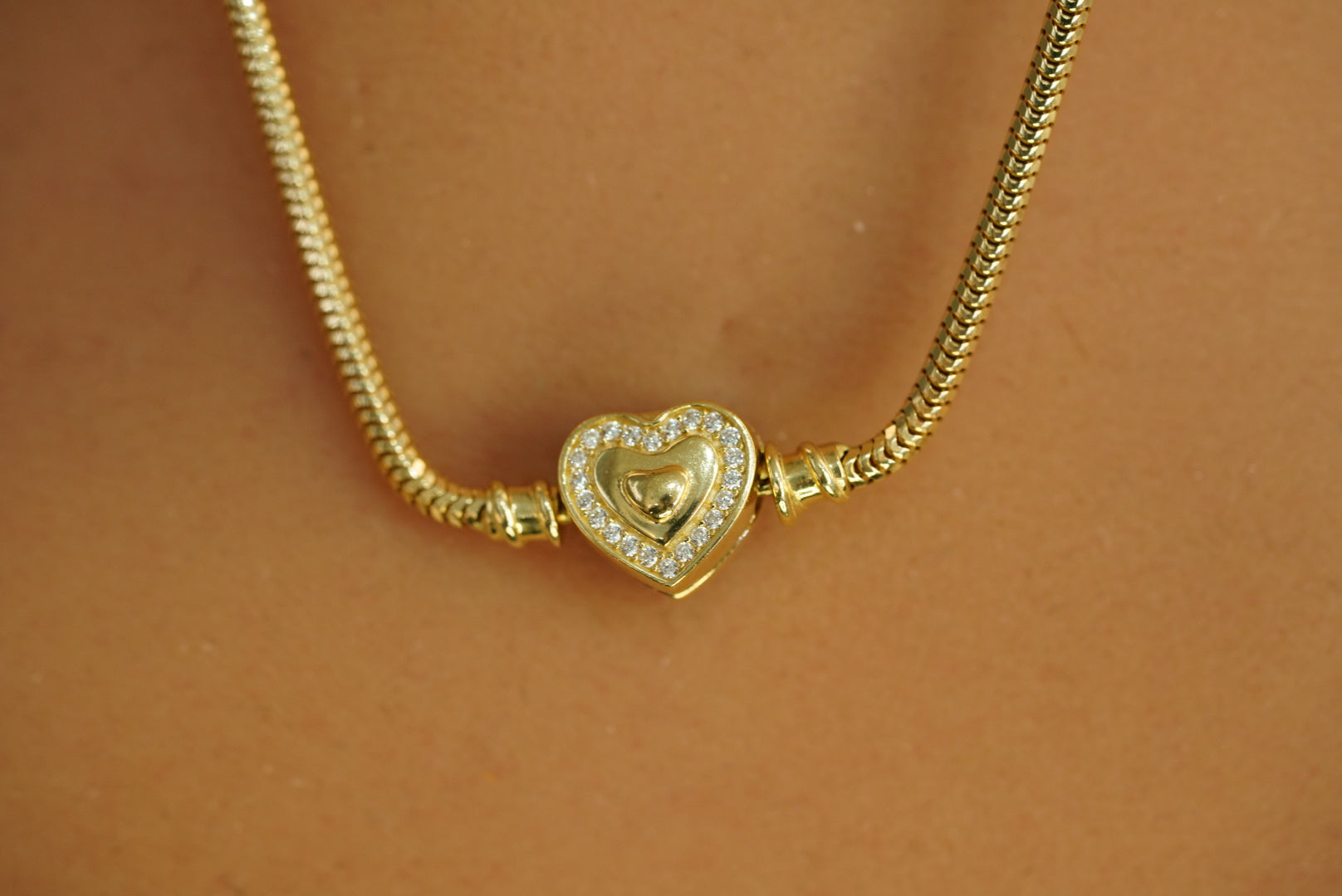 14k Cable Necklace with Heart Lock