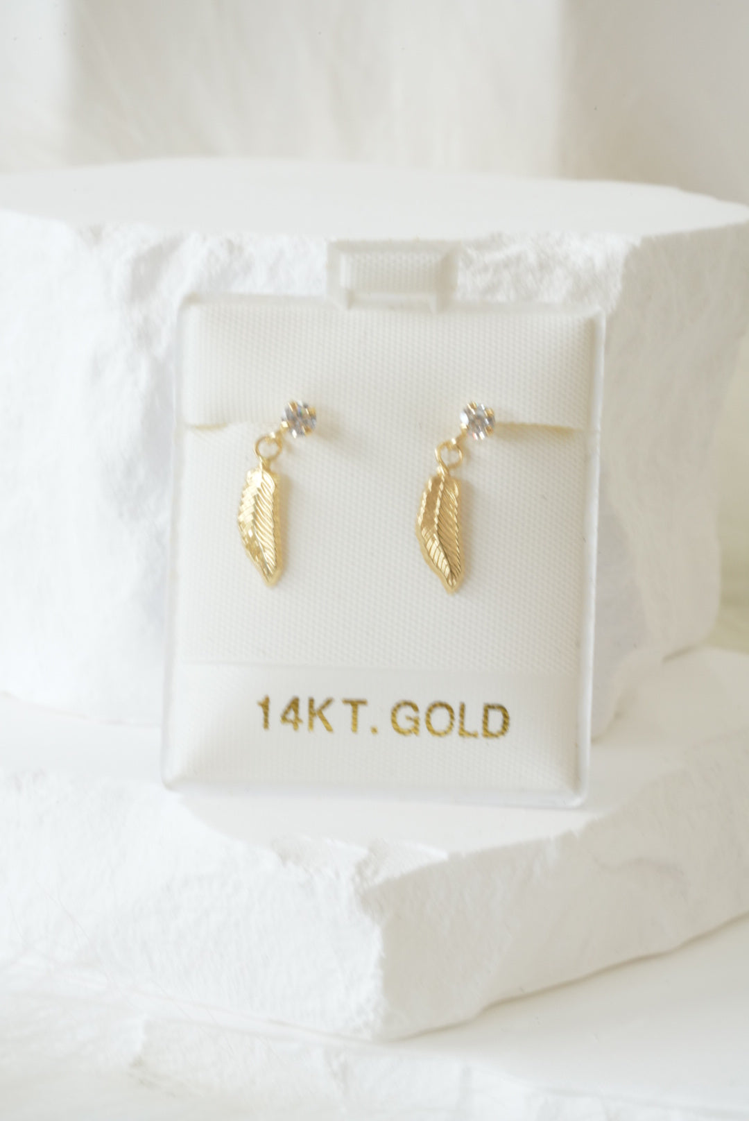 14k Baby Earrings - Feathers