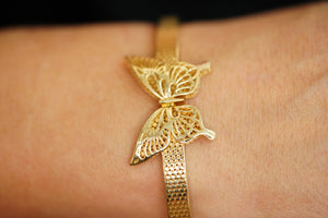 14k Golden Butterfly Bangle Bracelet