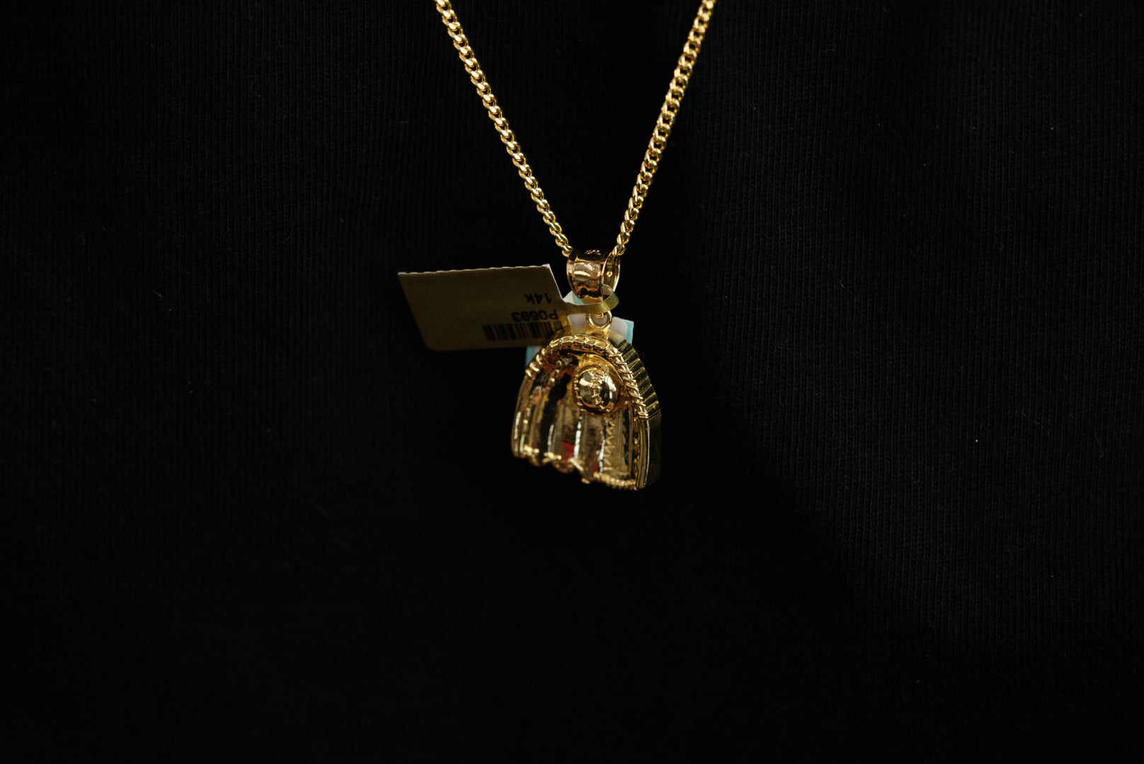 14k Cuban Chain and Baseball Hand Pendant