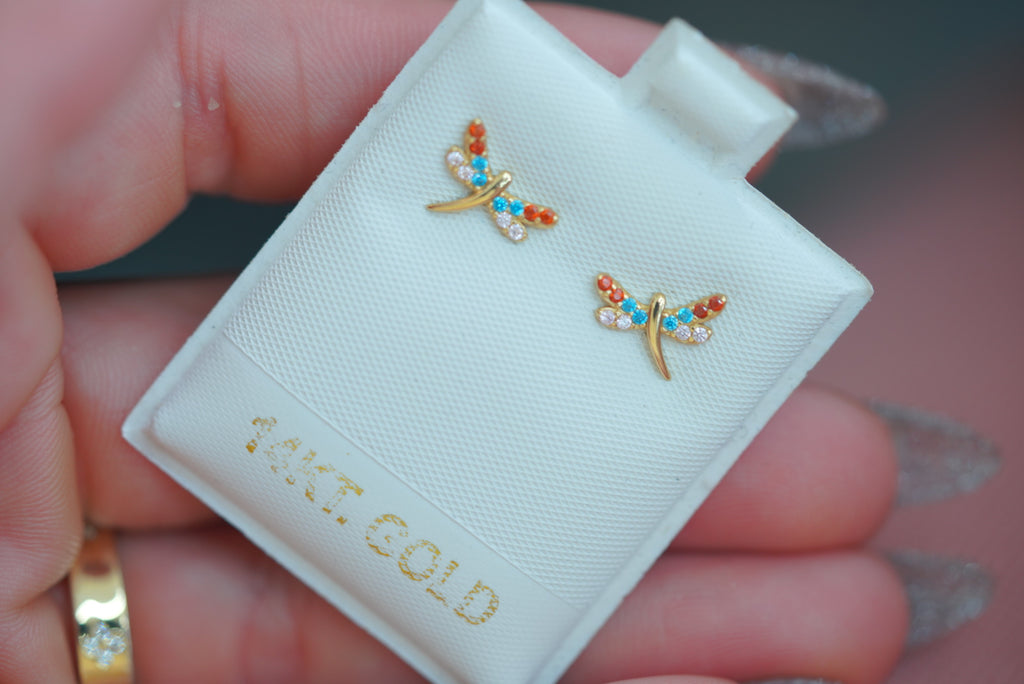 14k Earrings - Little Dragonfly