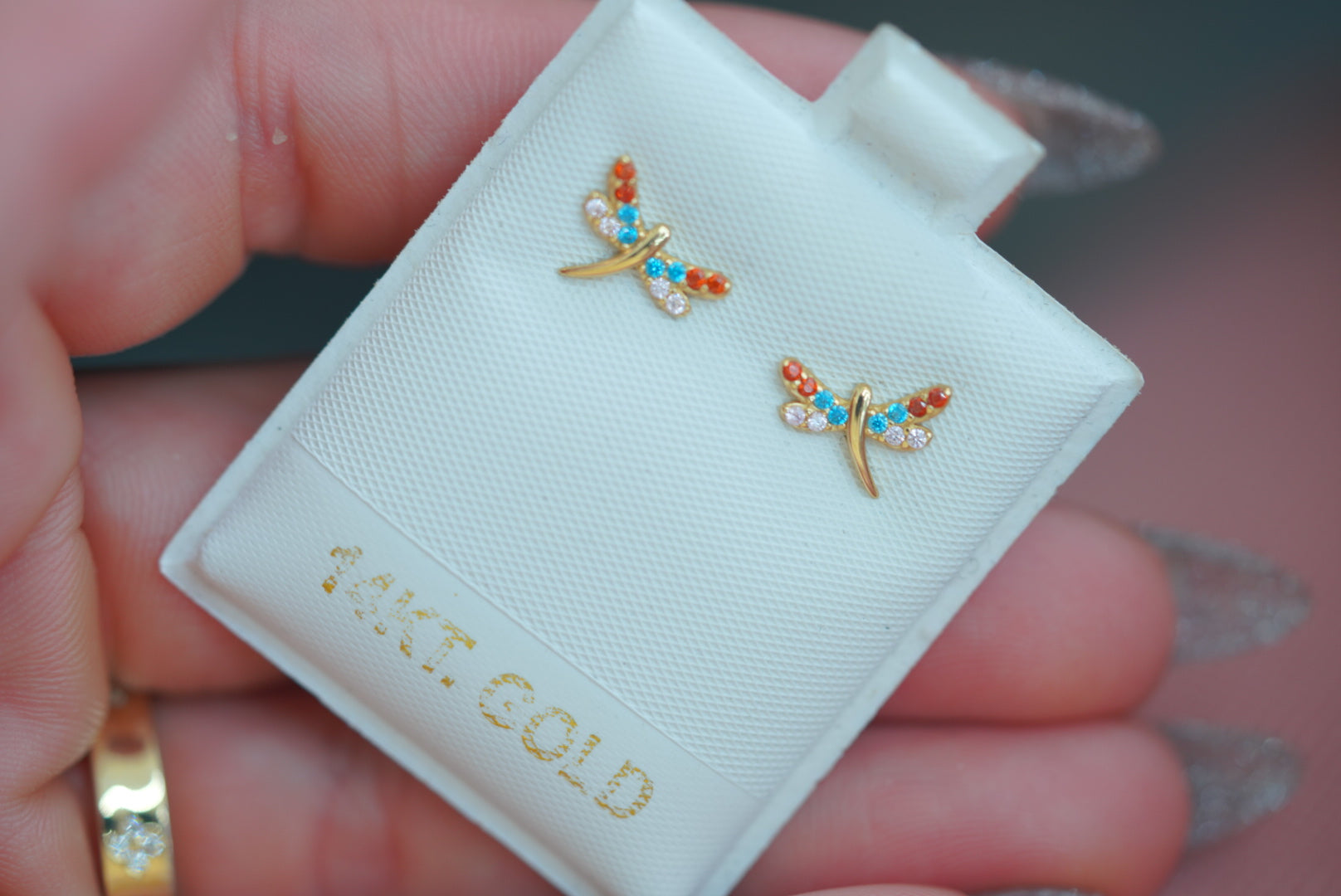 14k Earrings - Little Dragonfly