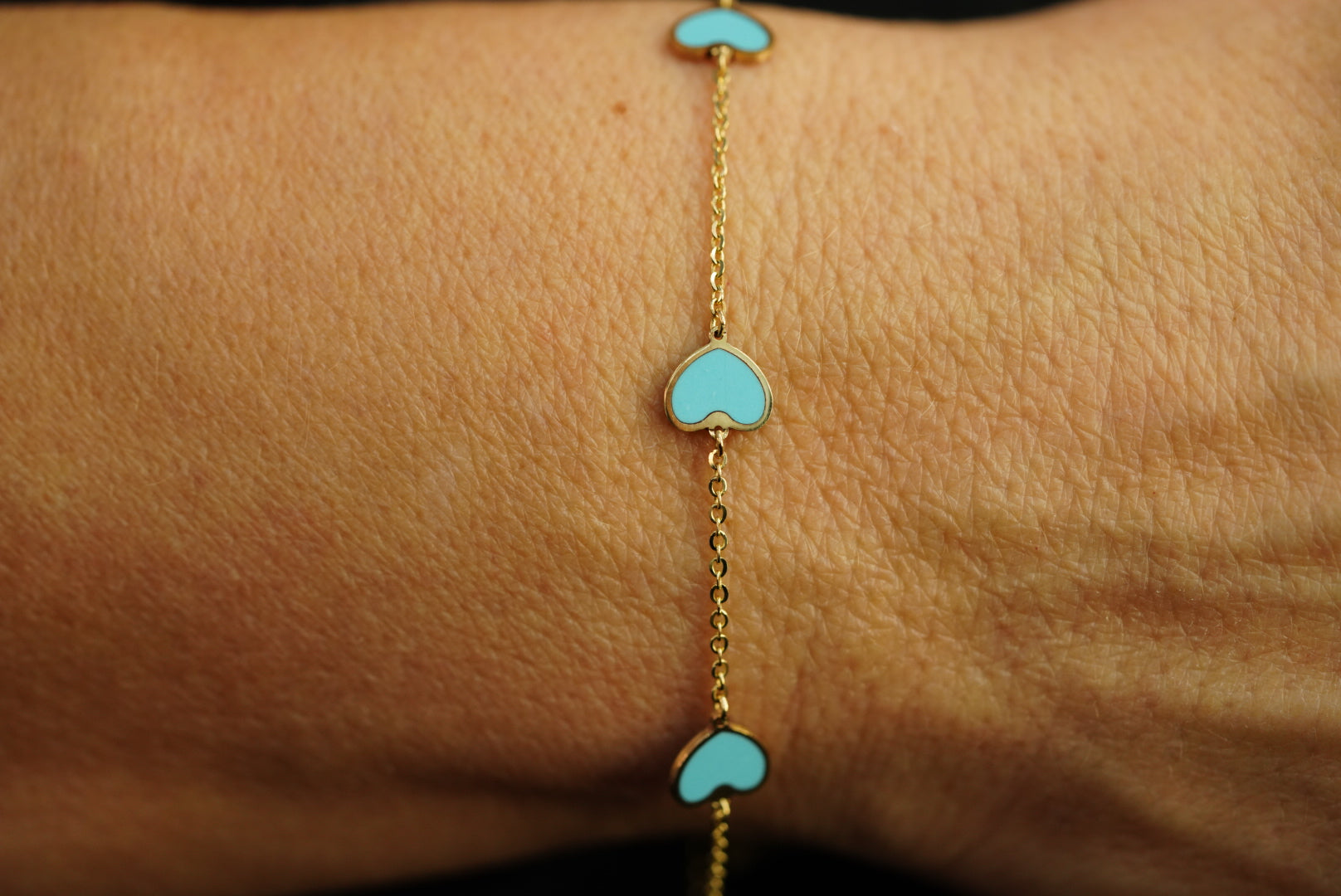 14k Aqua Hearts Bracelet