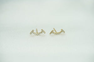 14k Smile Crystals Stud Earrings