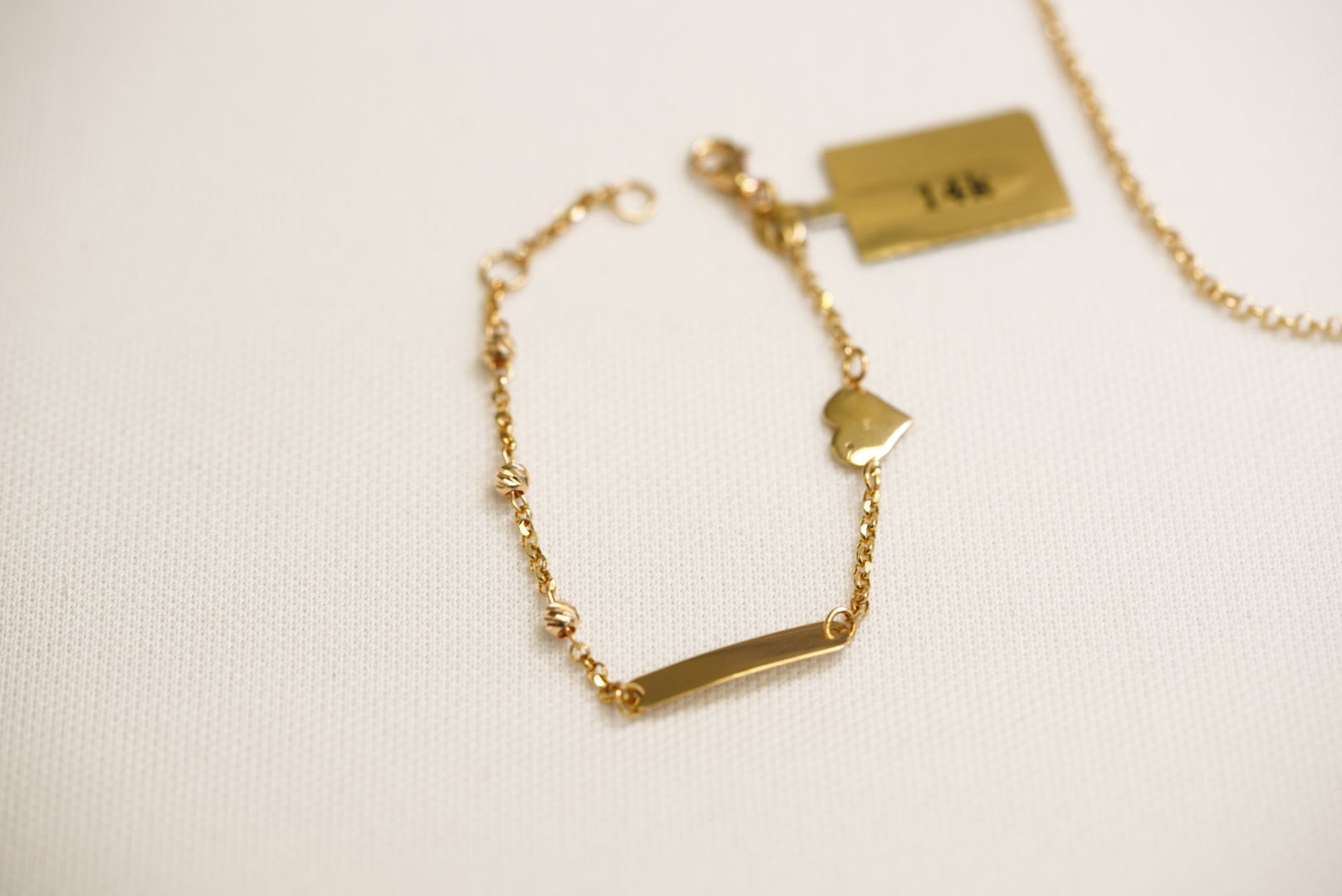 14k Heart Bracelet & Rolo Chain Set