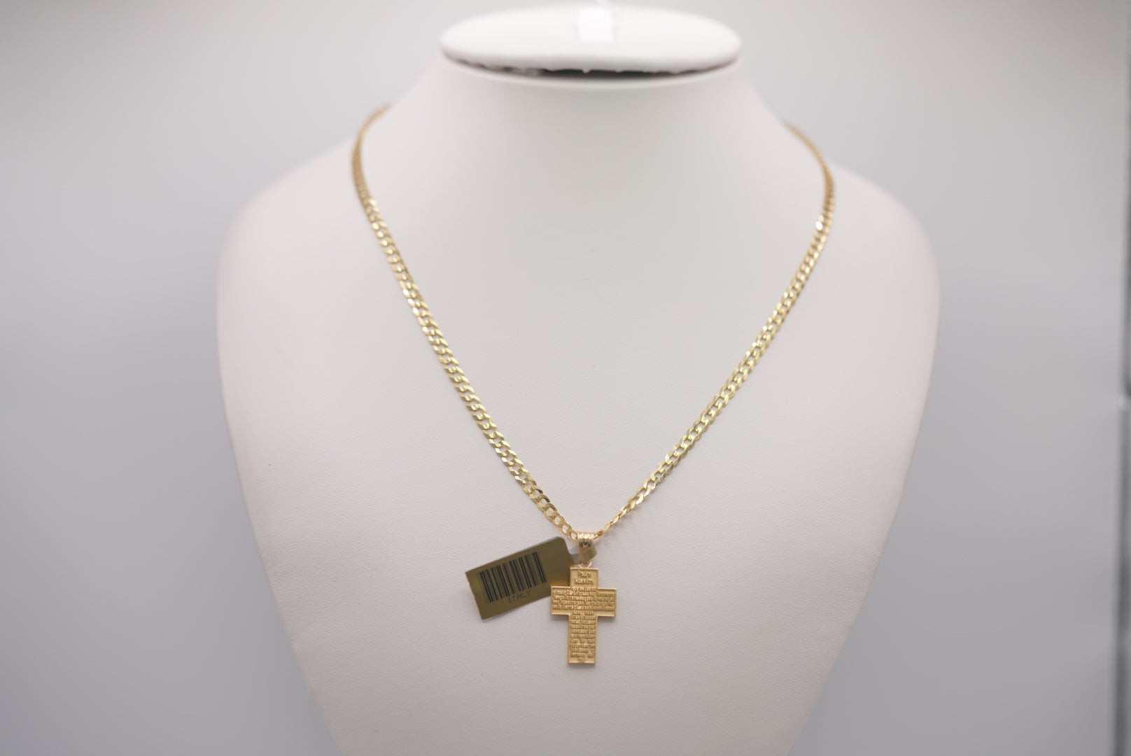 14k D Cut Chain with Pendant - Padre Nuestro