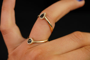 14k Black Double Crystal Ring