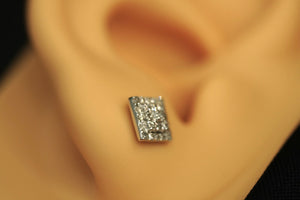 14k Diamond White Square Gold Earring