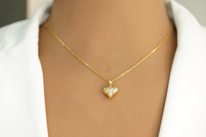 18k Diamond Cut Chain with Heart Pendant