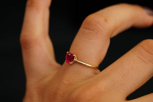 14k Crystal Heart Ring