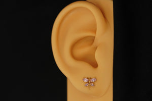 14k Pink Crystal Dragonfly Stud Earrings