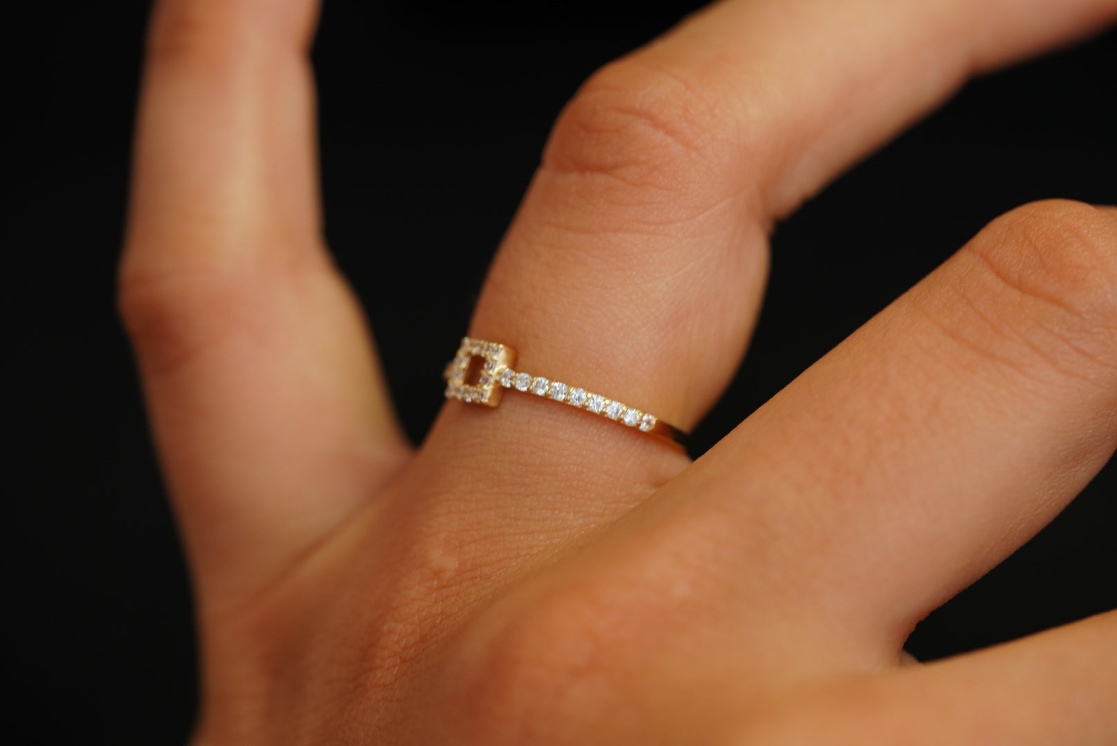 14k Crystals Square Ring