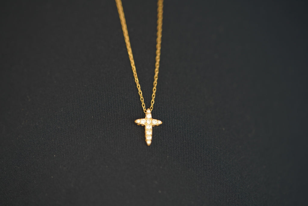 14k Necklace - Shiny Cross