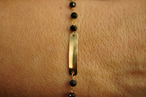 14k ID Black Balls Bracelet