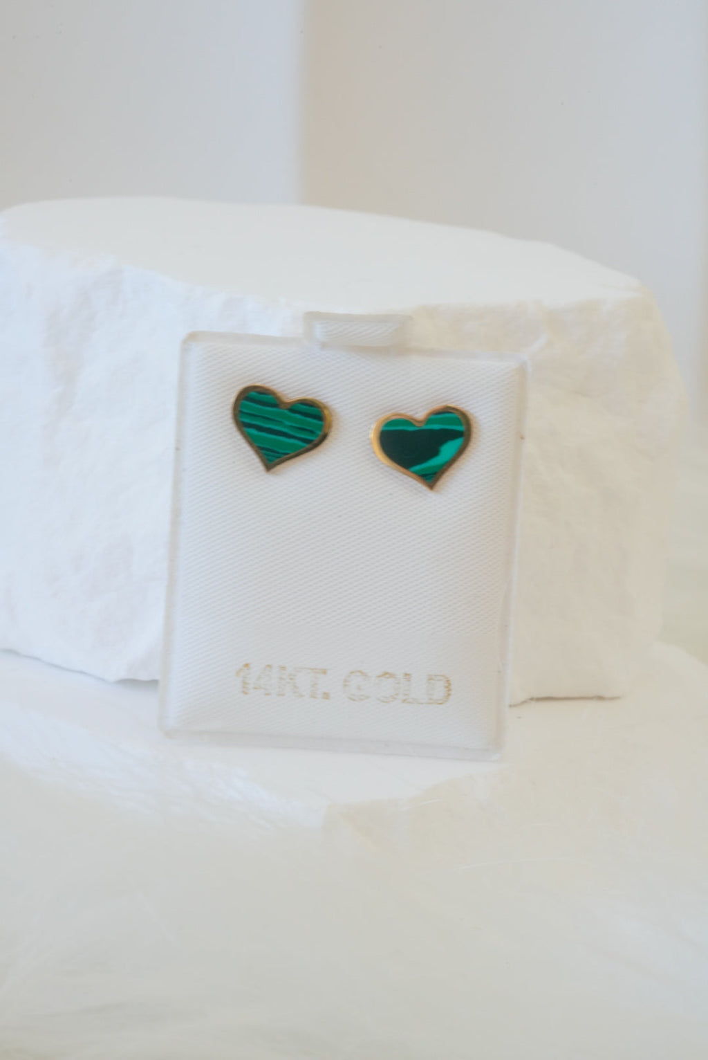 14k Earrings - Green Hearts