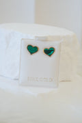14k Earrings - Green Hearts