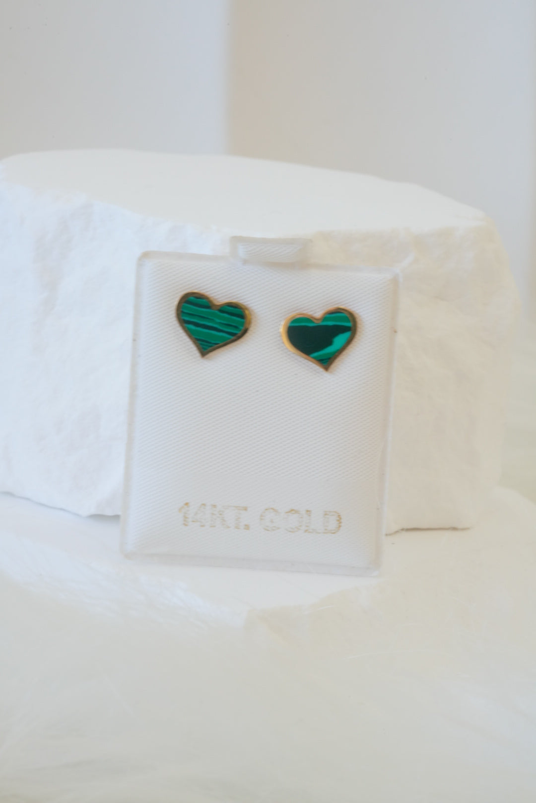14k Earrings - Green Hearts