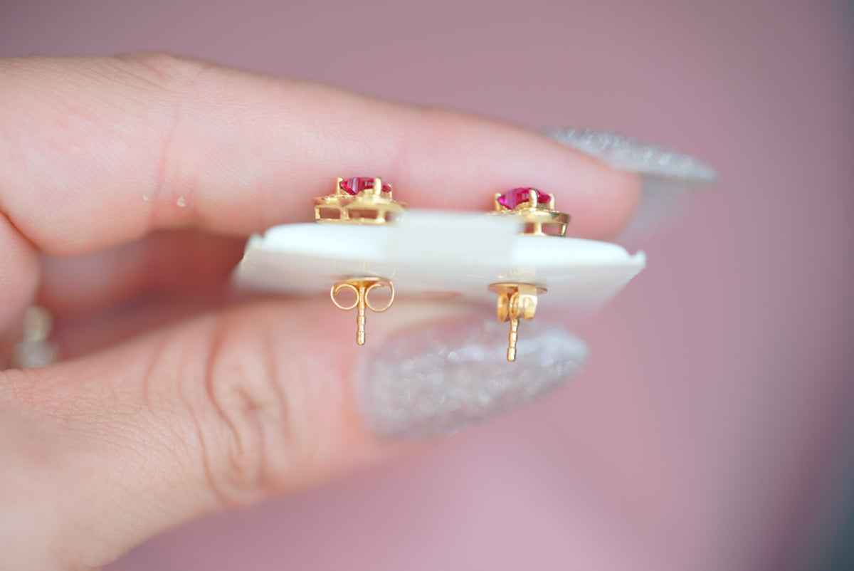 14k Earrings - Pink Hearts