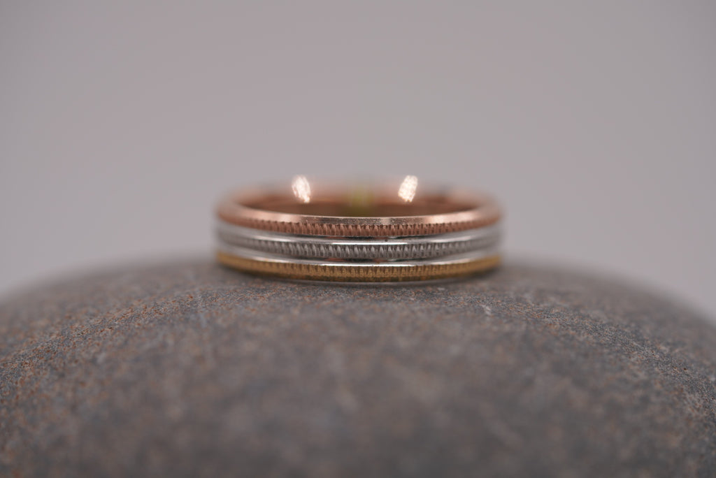 14k Alliance Ring - Tri Color Gold