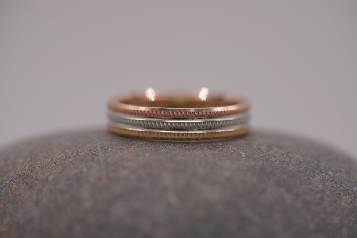 14k Alliance Ring - Tri Color Gold